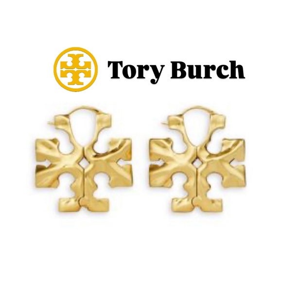 TORY BURCH Gold ROXANNE HOOPS EARRINGS NWT Dustbag Included - Picture 5 of 5